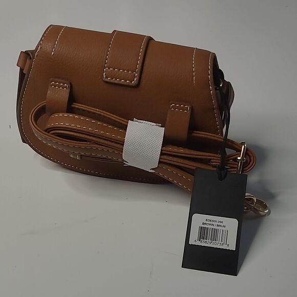 NEW CONVERTIBLE BELT BAG CROSSBODY PURSE COGNAC VEGAN LEATHER TRAVEL BAG NWT - Picture 4 of 5